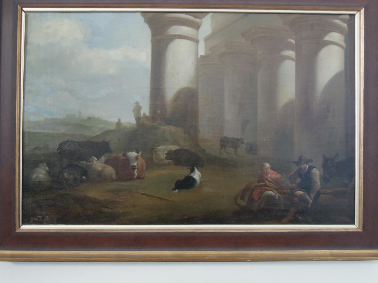 Jan Dirksz Both Landscape Painting - Southern Landscape with Cows, circle of Both, Dutch 17th Century Old Master