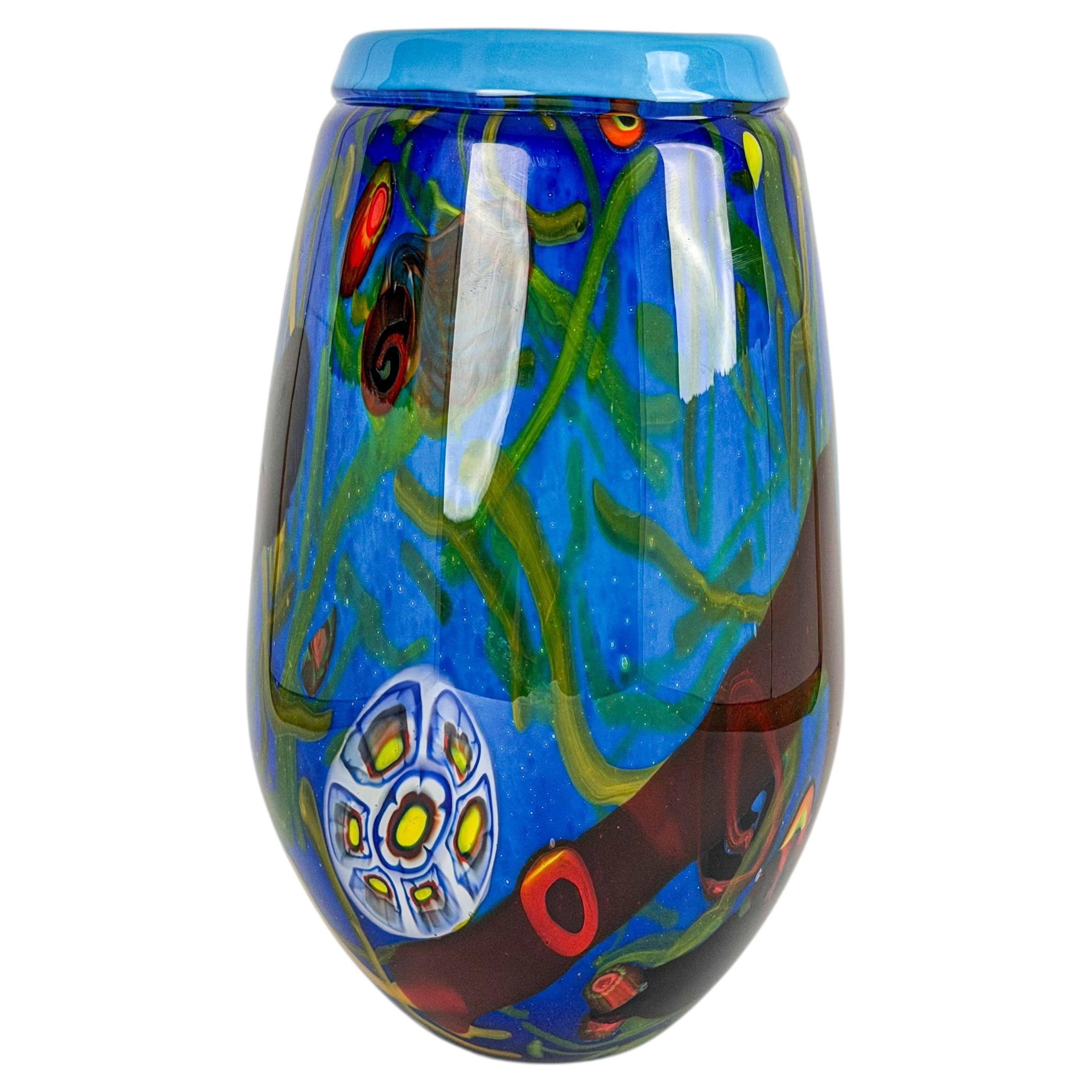 Vaso in vetro artistico Jan Erik Ritzman, Svezia, anni '80