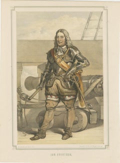 Jan Evertsen – Dutch Admiral in Battle Dress, Hand-Colored Lithograph, ca.1850