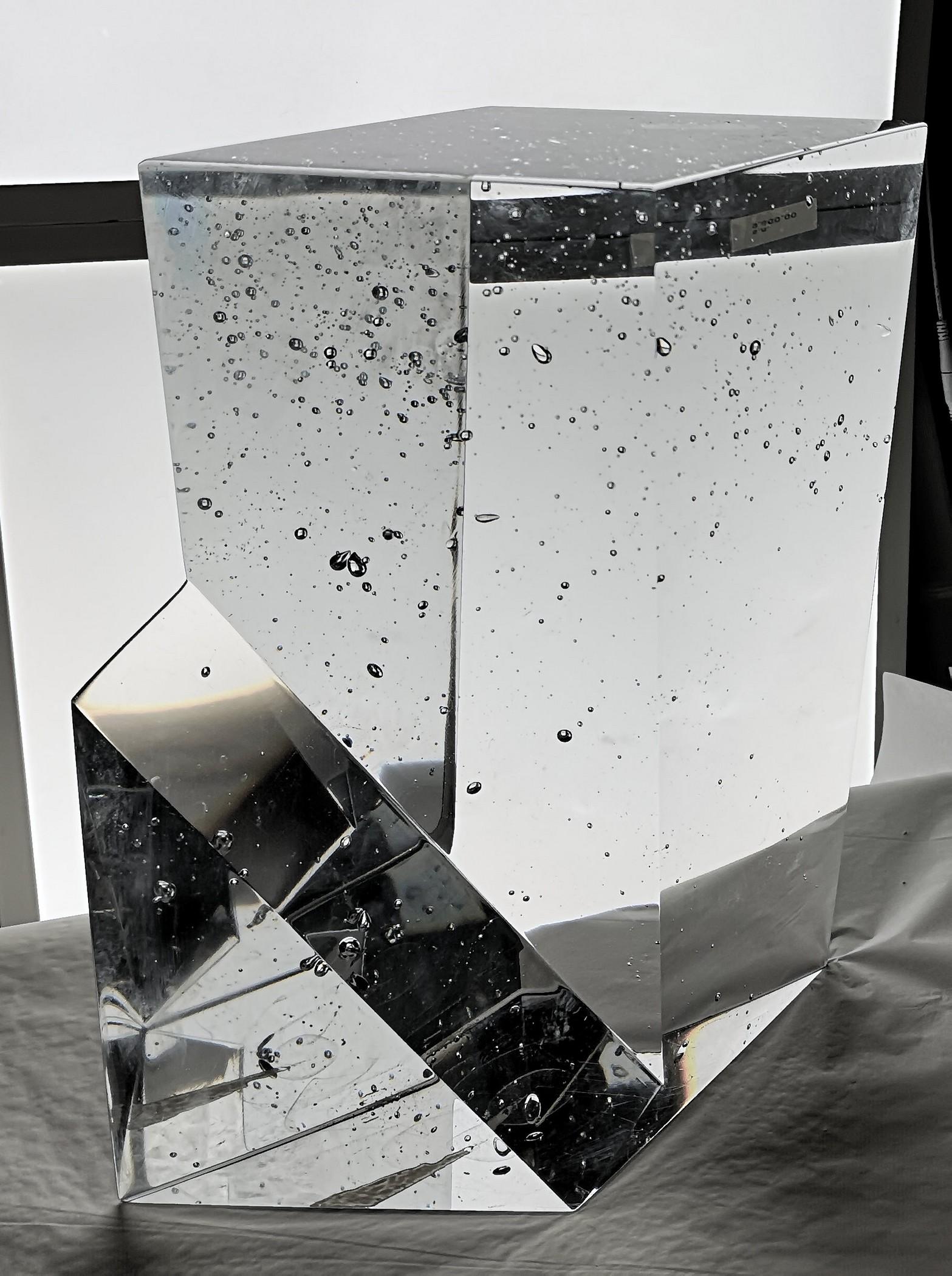 20th Century Jan Exnar, Czech Crystal Monolith with Undercut Step, 1998