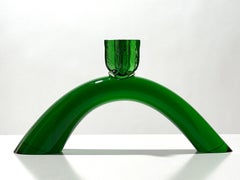 Jan Exnar Portacandele ad arco in vetro artistico scultoreo in Greene & Greene firmato 1998