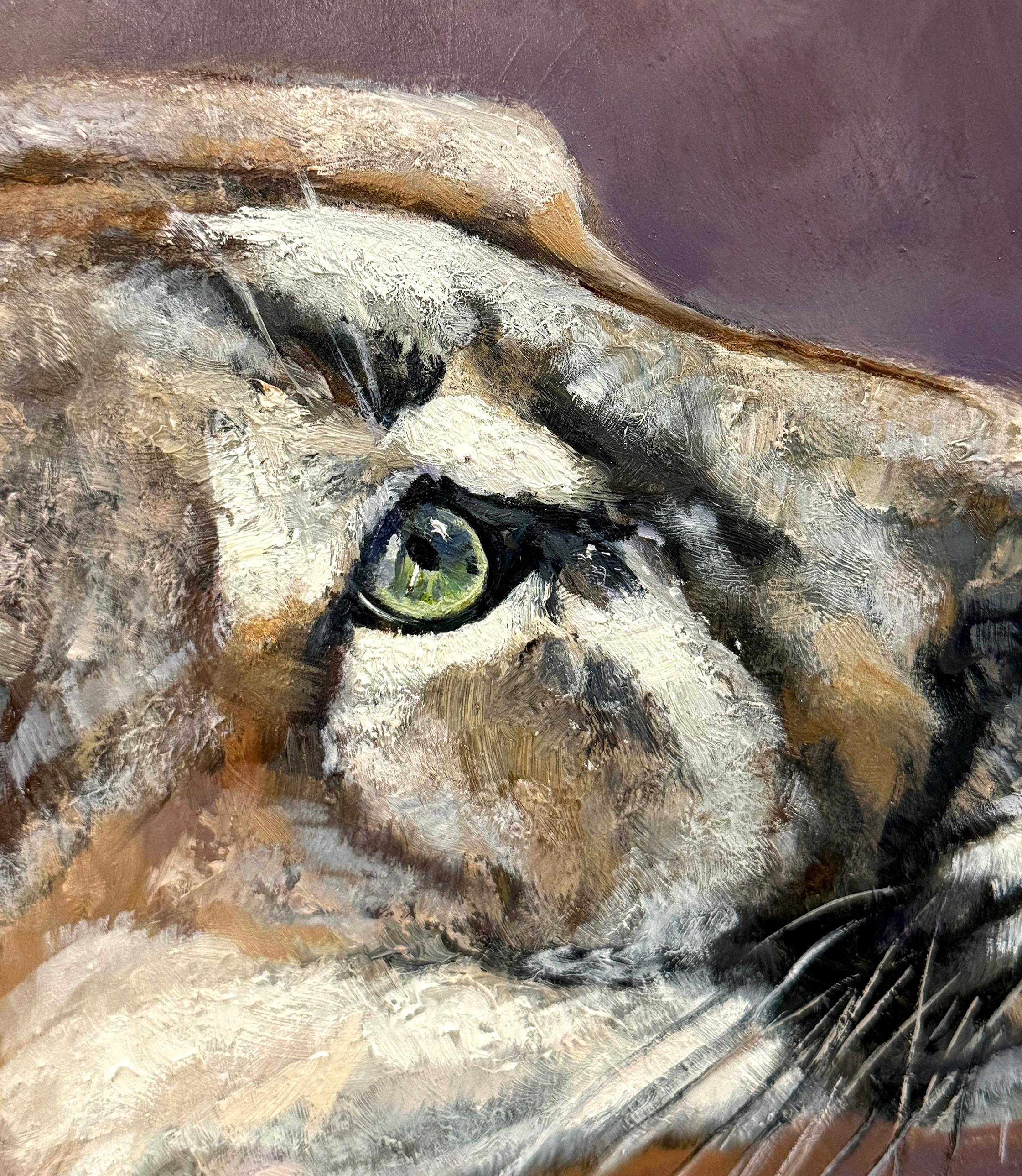 Mirando hacia arriba, Pintura al óleo - Animal Painting Gris de Jan Fontecchio Perley