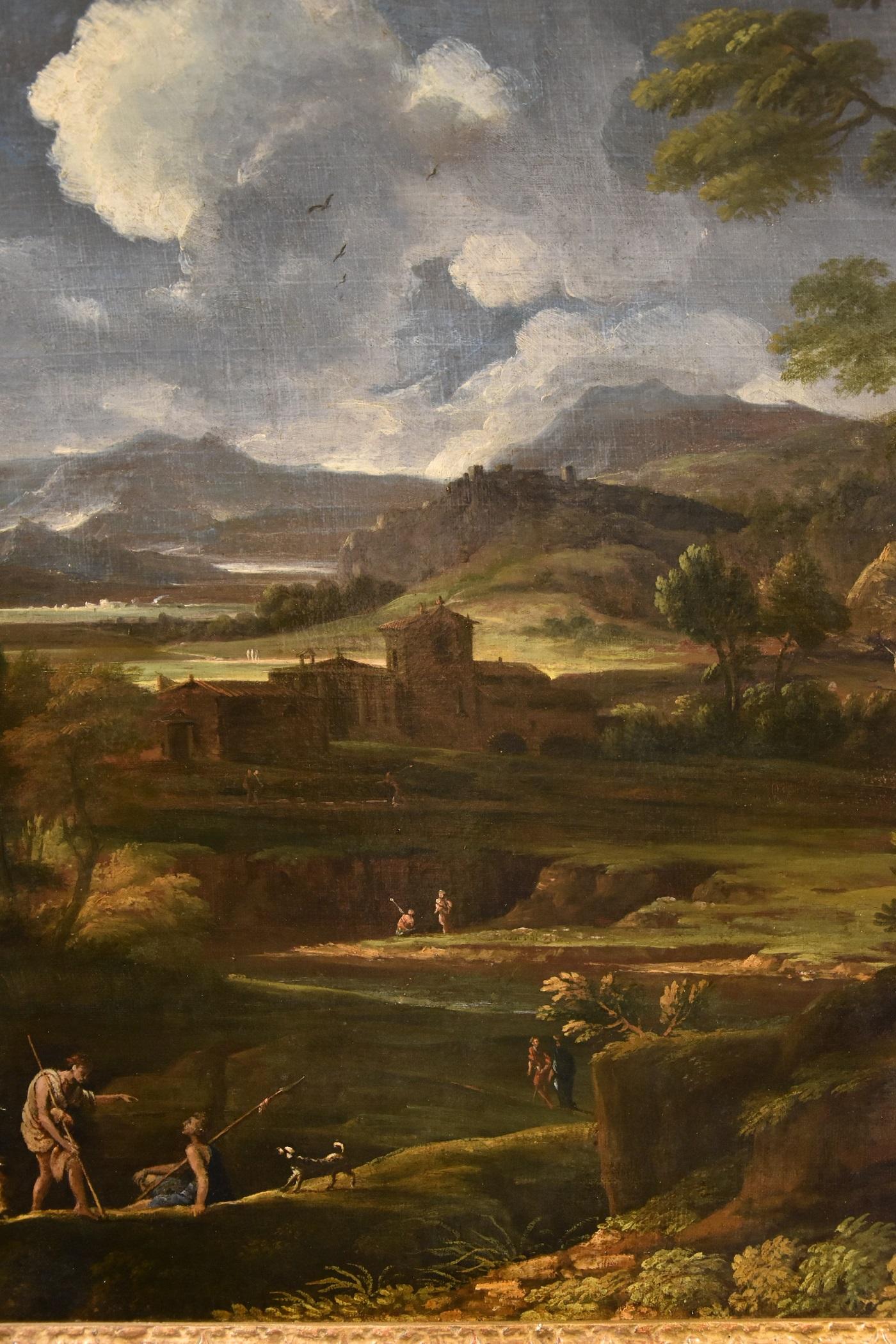 Arcadian Landscape Van Bloemen Paint Oil on canvas old master 17/18th Century For Sale 5