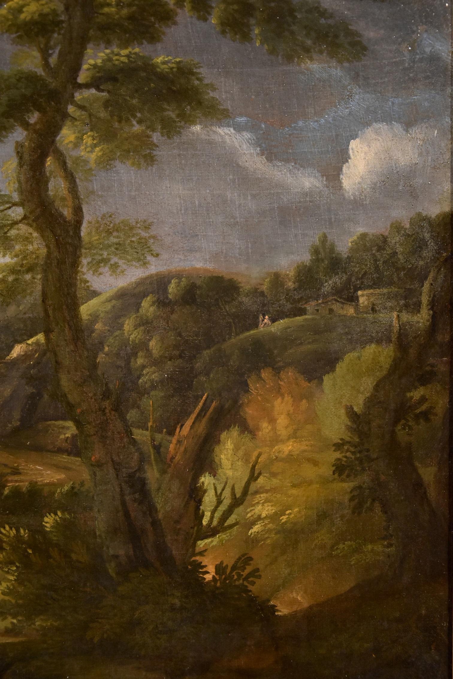 Paysage arcadien Van Bloemen peinture huile sur toile maître ancien 17-18e siècle en vente 6