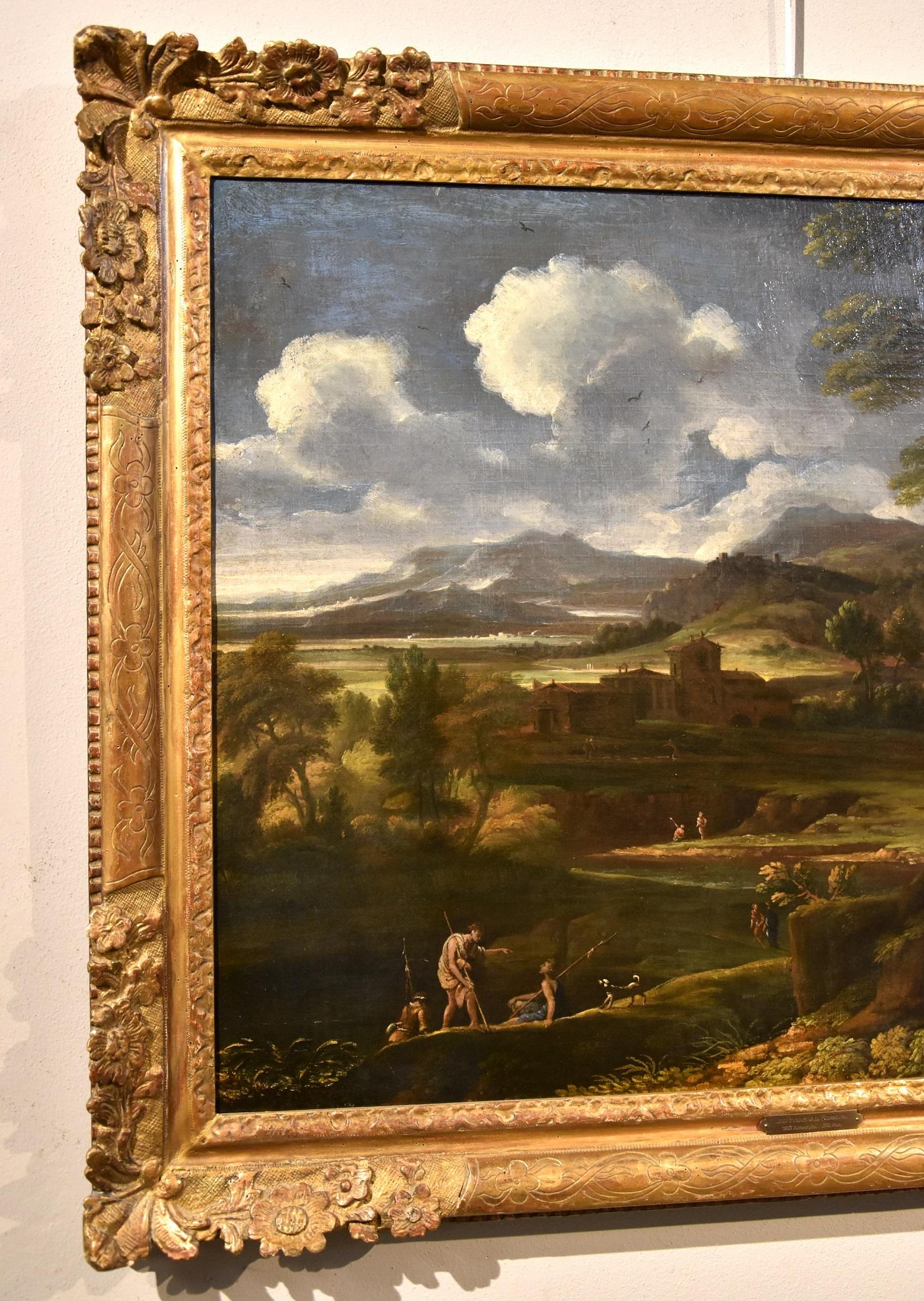 Paysage arcadien Van Bloemen peinture huile sur toile maître ancien 17-18e siècle en vente 2