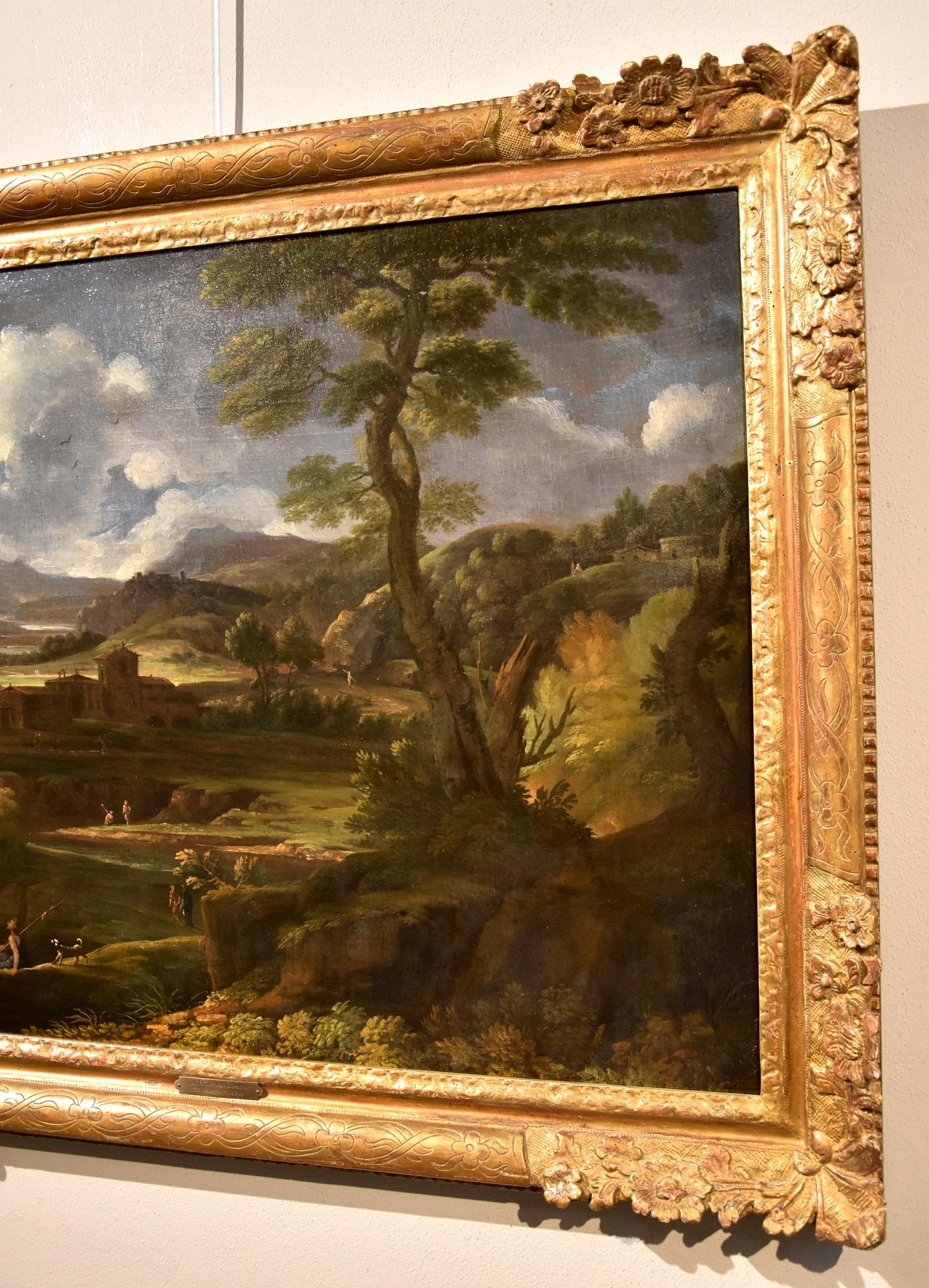 Paysage arcadien Van Bloemen peinture huile sur toile maître ancien 17-18e siècle en vente 3