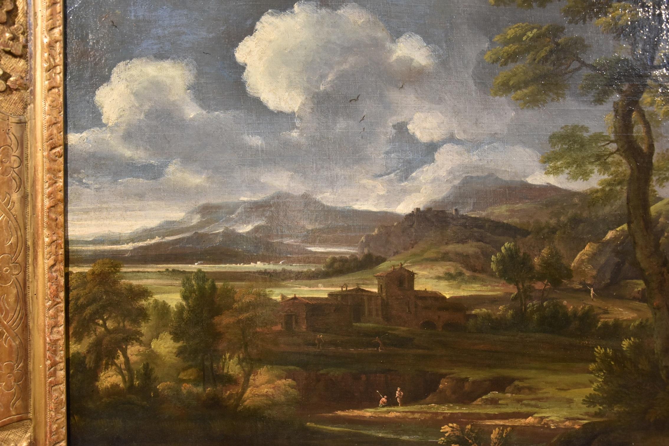 Arcadian Landscape Van Bloemen Paint Oil on canvas old master 17/18th Century For Sale 4