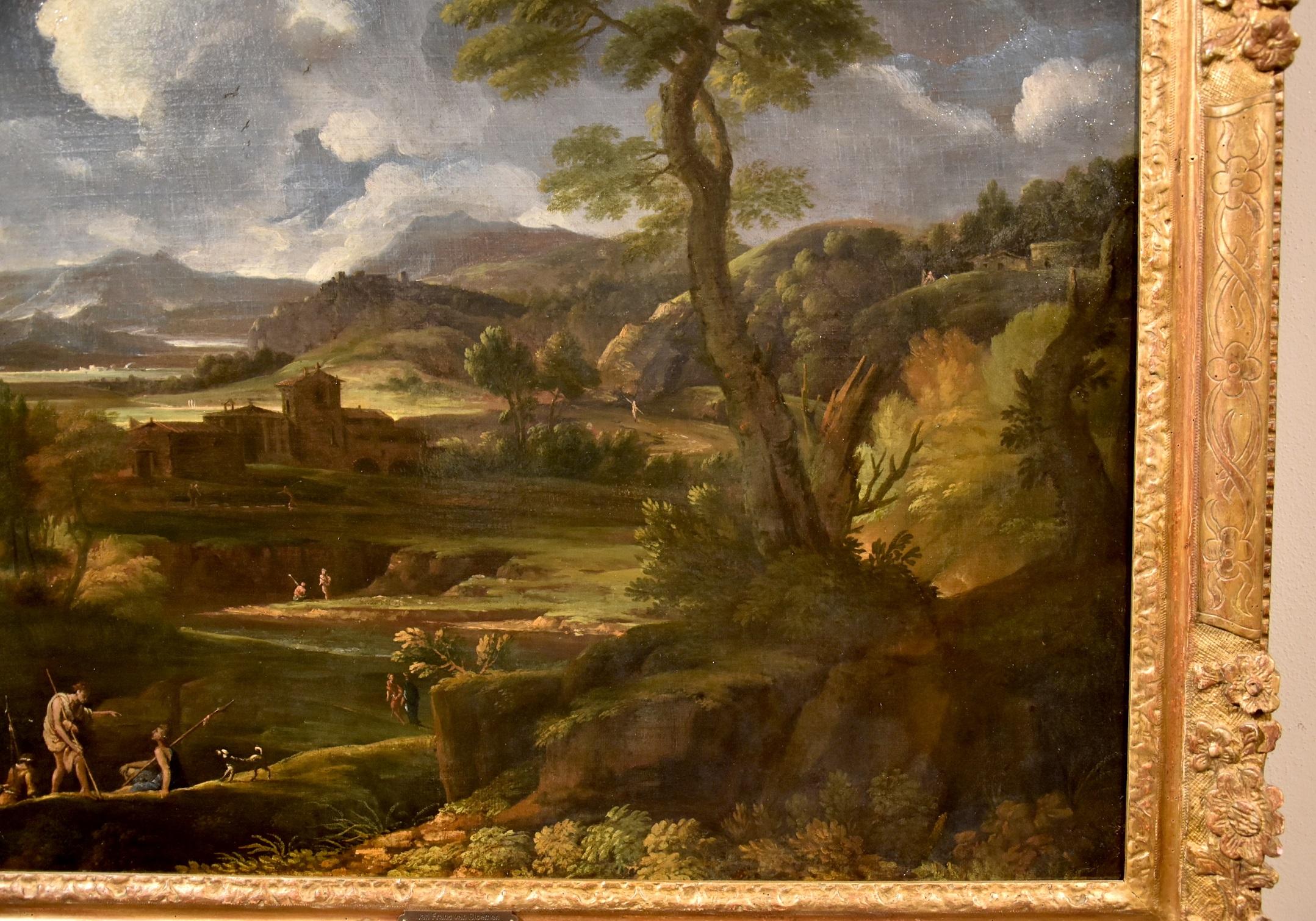 Paysage arcadien Van Bloemen peinture huile sur toile maître ancien 17-18e siècle en vente 1