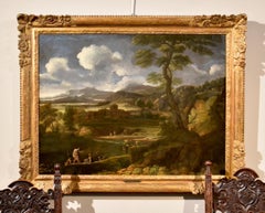 Antique Arcadian Landscape Van Bloemen Paint Oil on canvas old master 17/18th Century