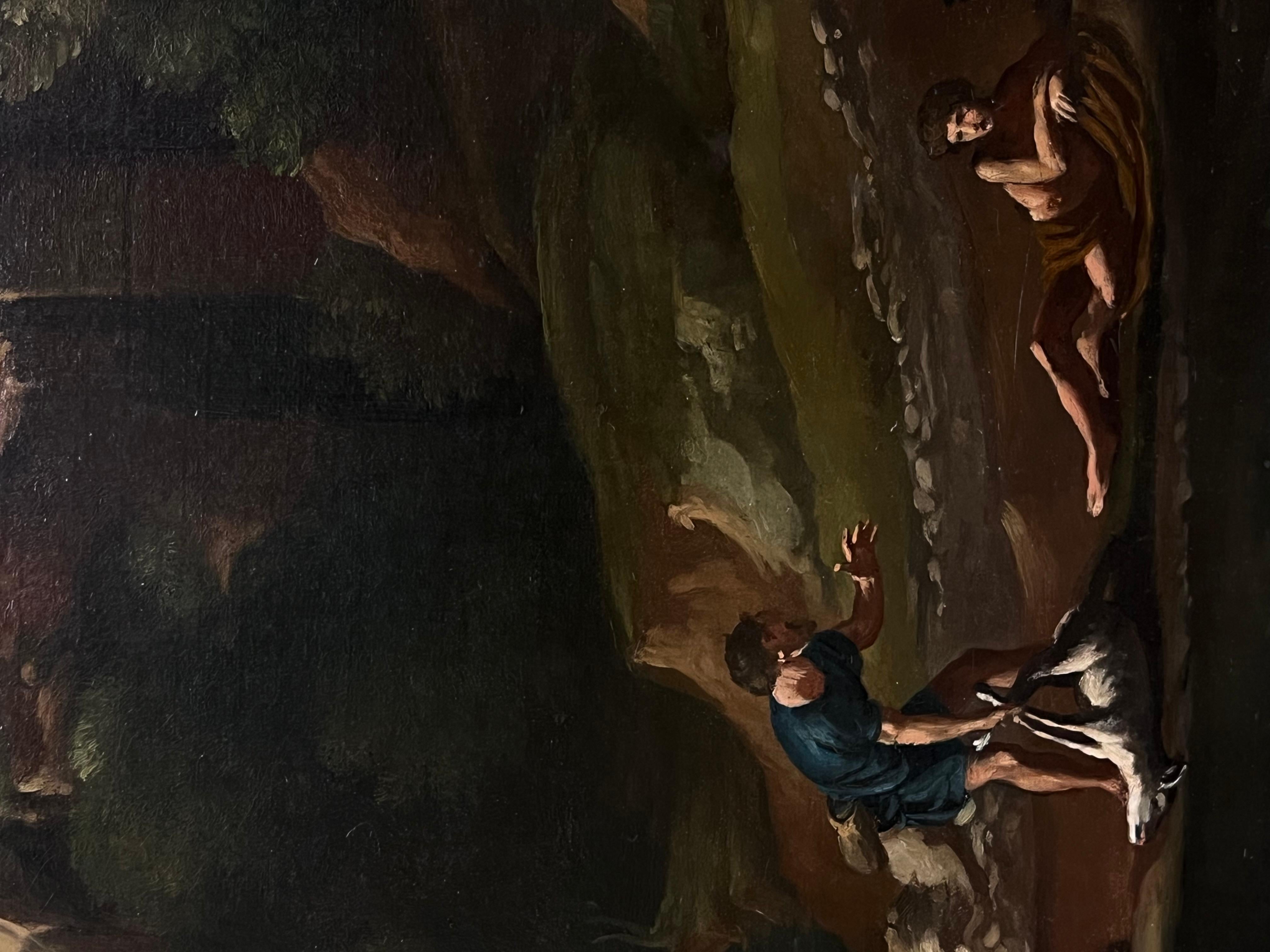 Feine 18. Jahrhundert Italienisch Klassisch Riesige Ölgemälde Figuren Tiere Landschaft im Angebot 6