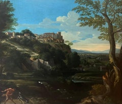 Fine 18th Century Italian Classical Huge Oil Painting Figures Animals Landscape