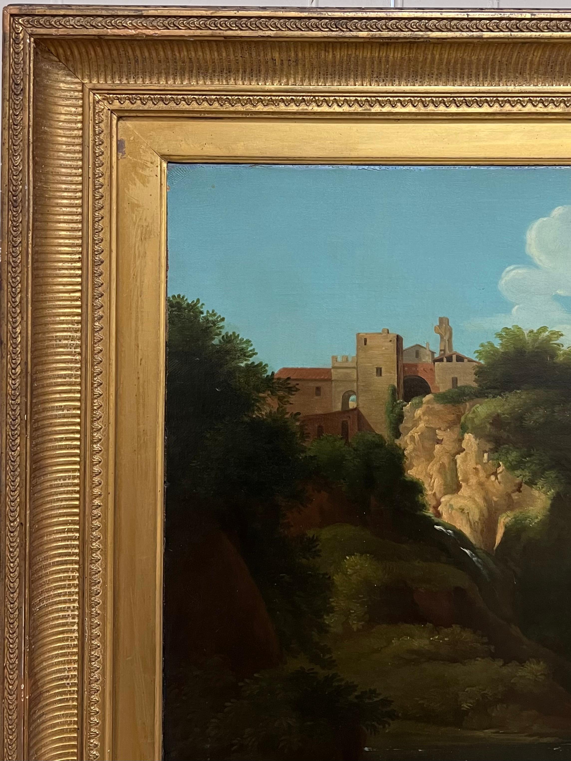 Feine 18. Jahrhundert Italienisch Klassisch Riesige Ölgemälde Figuren Tiere Landschaft im Angebot 1