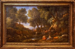Wooden Landscape with Shepherds, Fountain and Flock - by Jan Frans van Bloemen