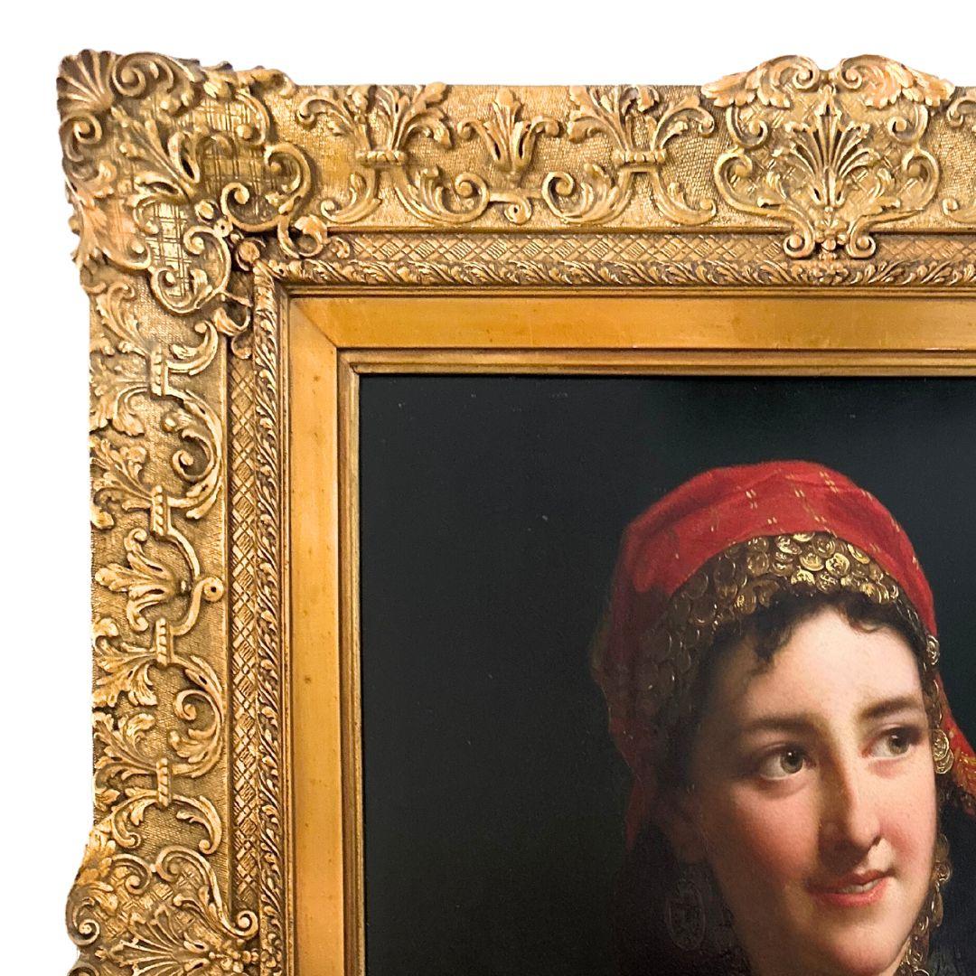 „Zigeuner Mädchen“ antikes realistisches Porträt-Ölgemälde auf Tafel, 19. Jahrhundert (Realismus), Painting, von Jan Frederik Pieter Portielje 