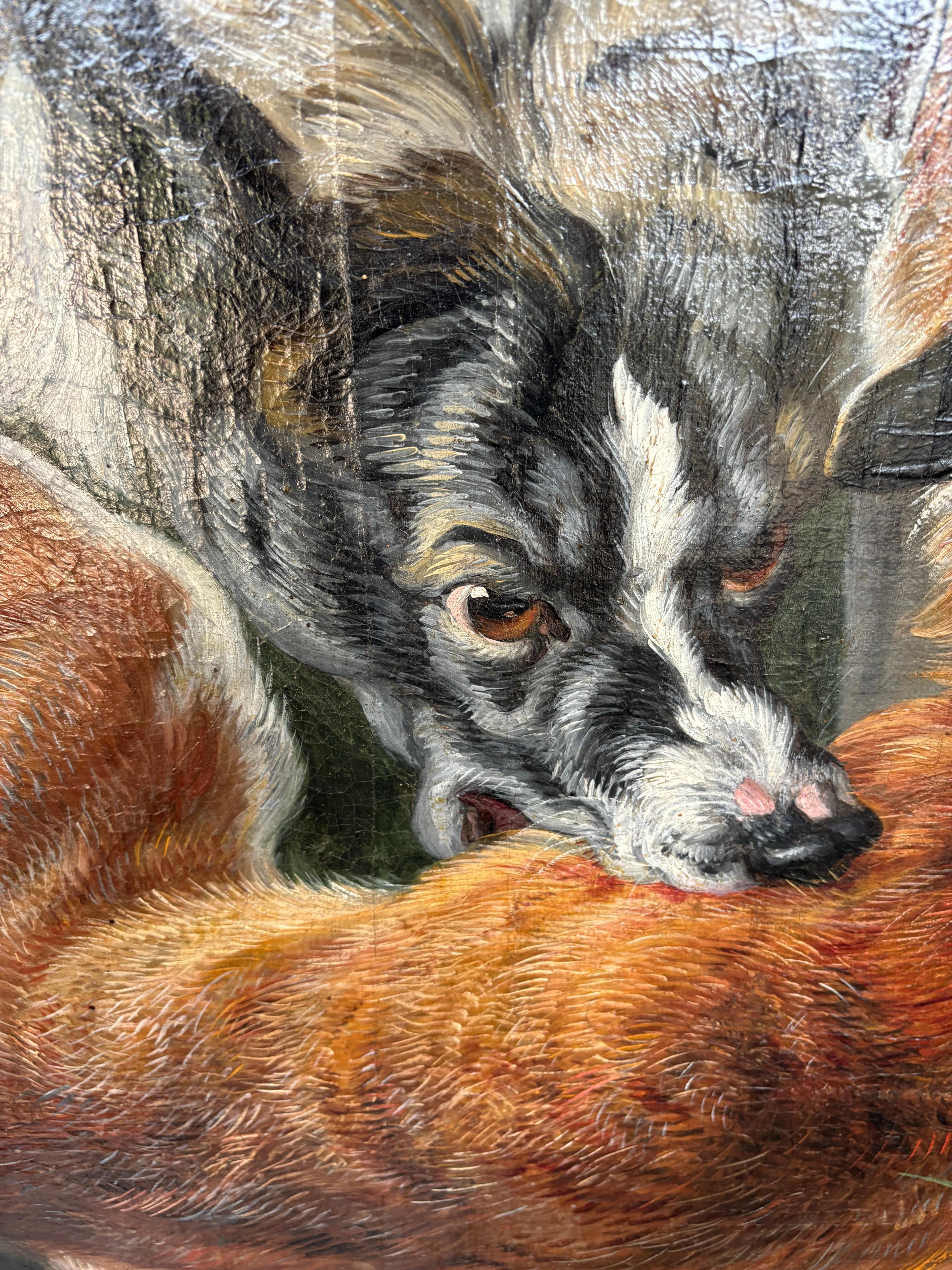 Perros atacando zorros; Caza del zorro; Escena de caza, Gran maestro barroco antiguo, Jan Fyt en venta 5