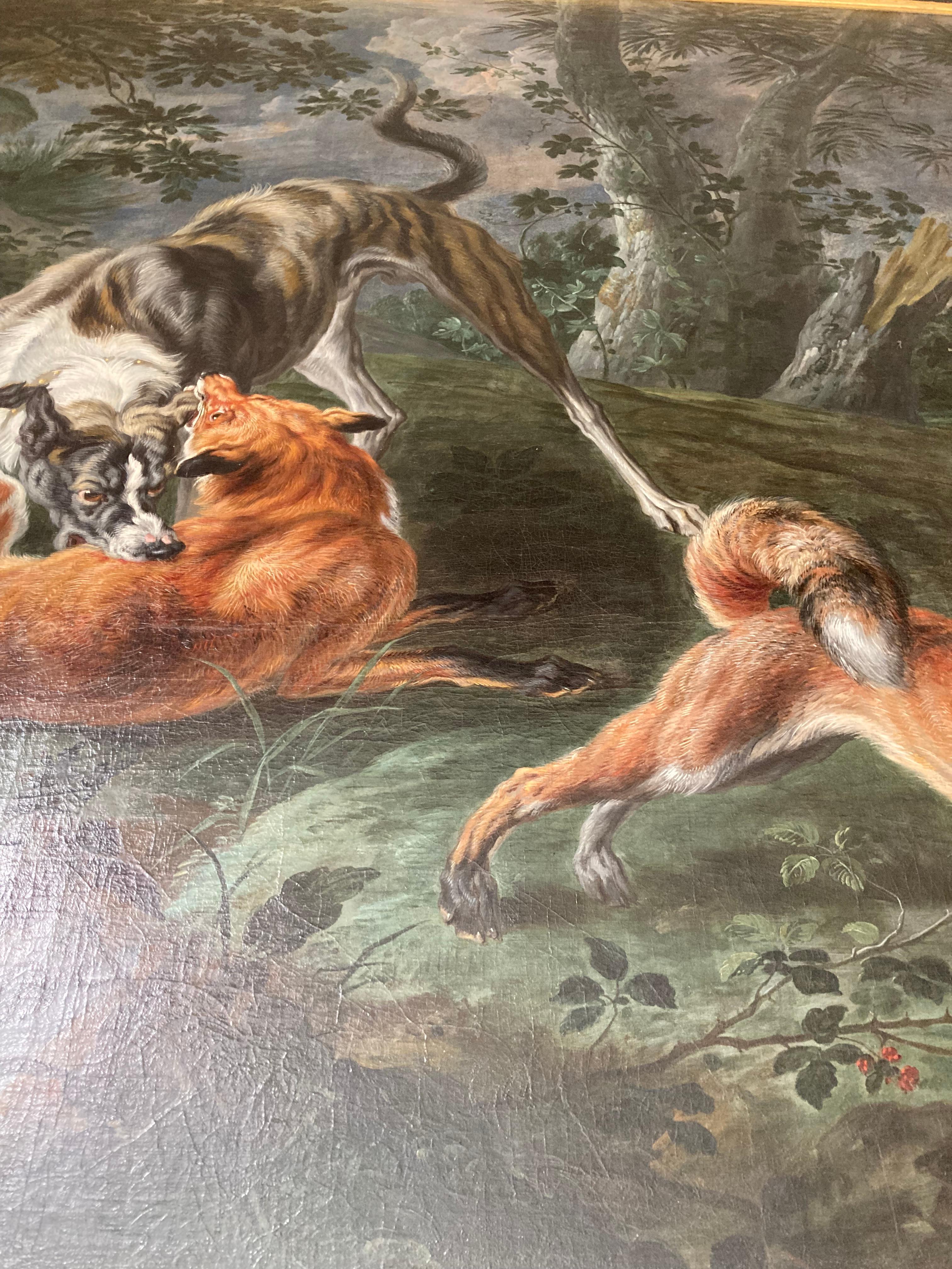 Perros atacando zorros; Caza del zorro; Escena de caza, Gran maestro barroco antiguo, Jan Fyt - Painting Barroco de Jan FYT