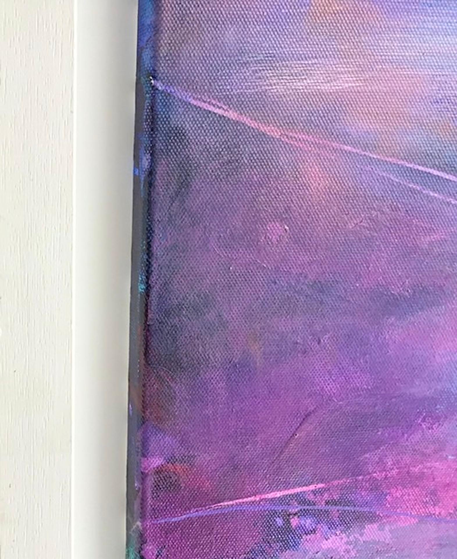 Contemplation, De la terre au ciel, Art contemporain, Peinture de paysage rouge - Violet Abstract Painting par Jan Gardner