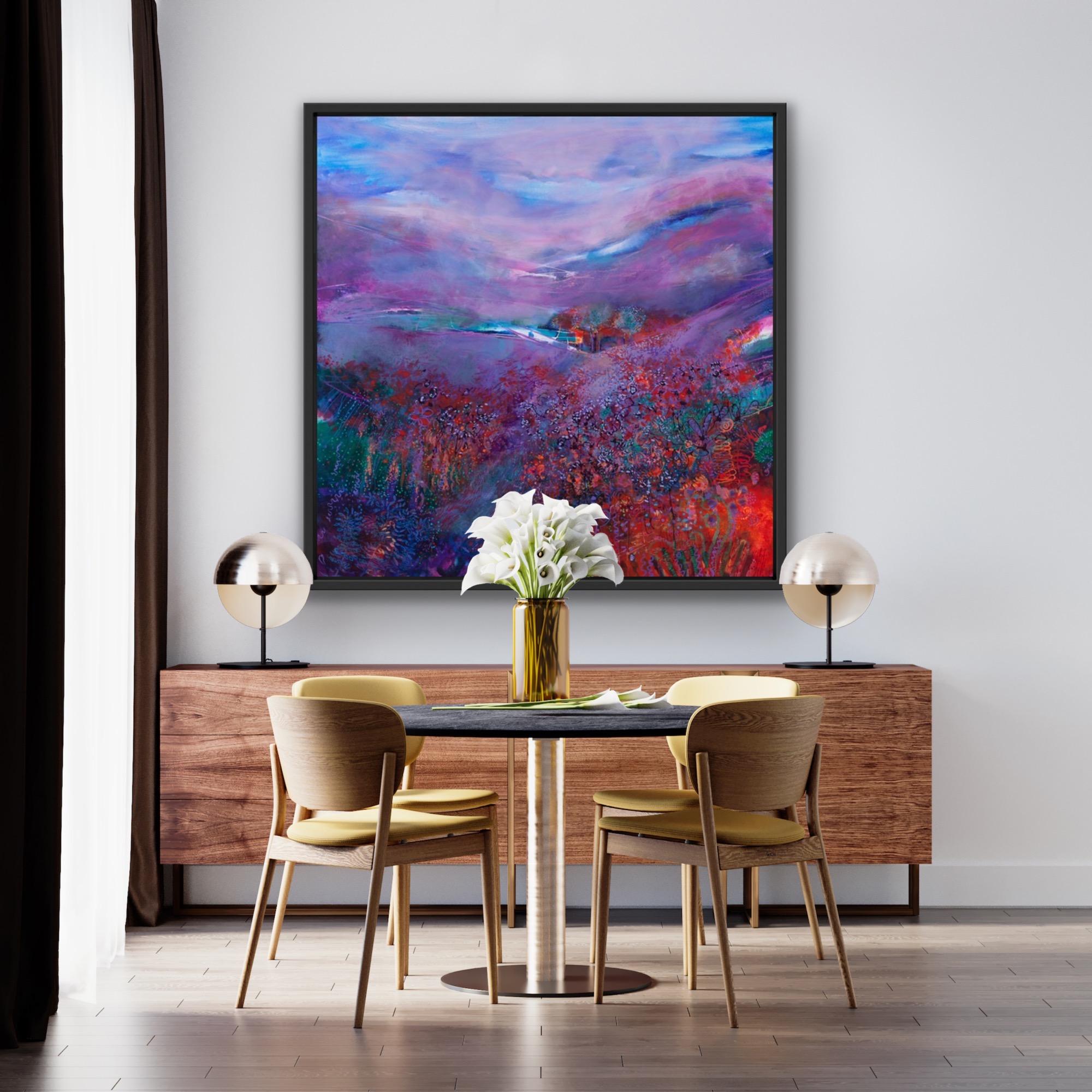 Contemplation, Earth to Heaven, Contemporary Art, Bright Landscape Painting Red For Sale 4