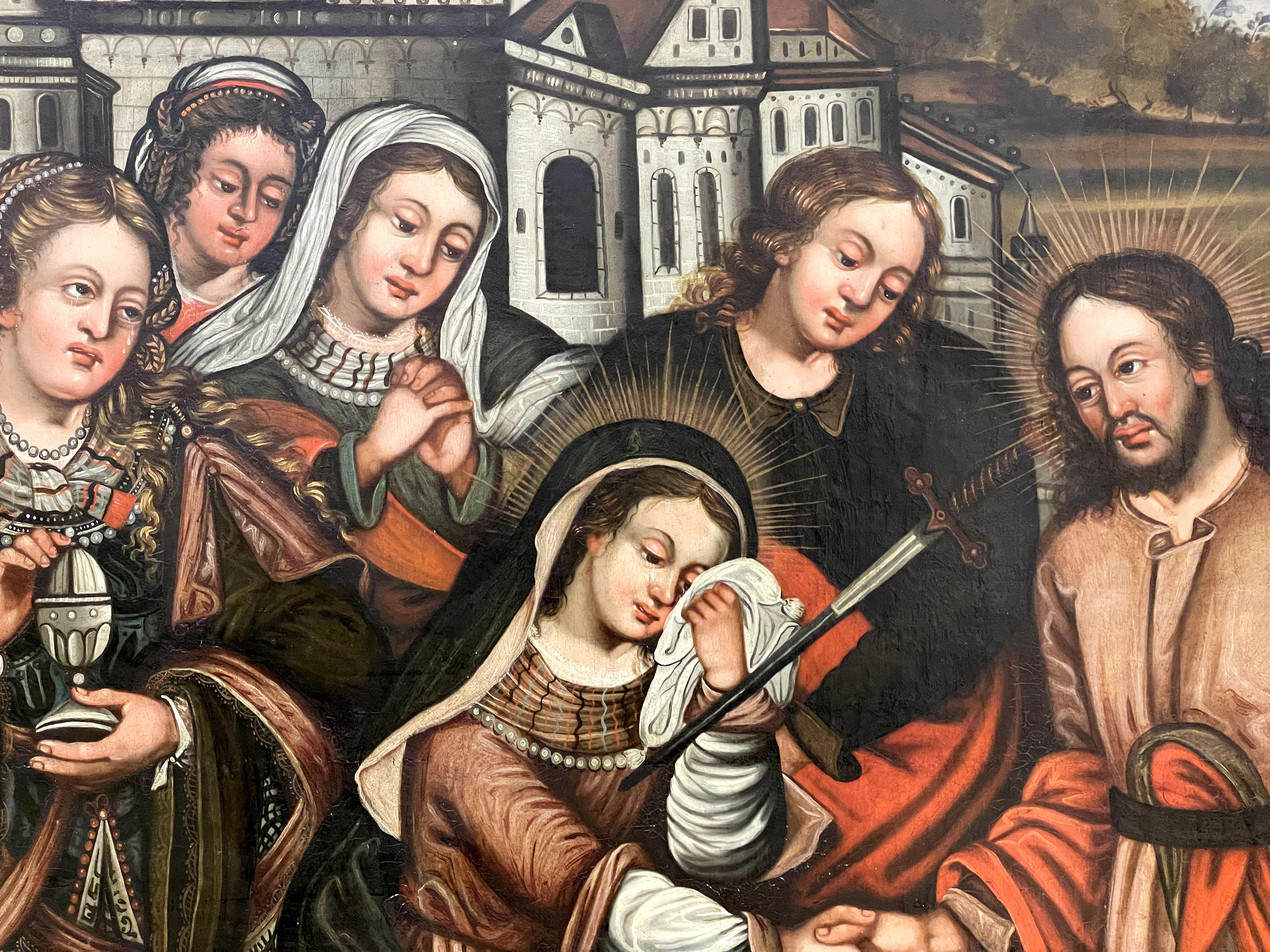 16th-Century Flemish School – Biblical Scene
Medium: Oil on canvas
 Dimensions: 135 x 208 cm (unframed), 150 x 220 cm (framed)
 Provenance: Private collection
Historical Context & Stylistic Analysis
This monumental oil painting, likely from the