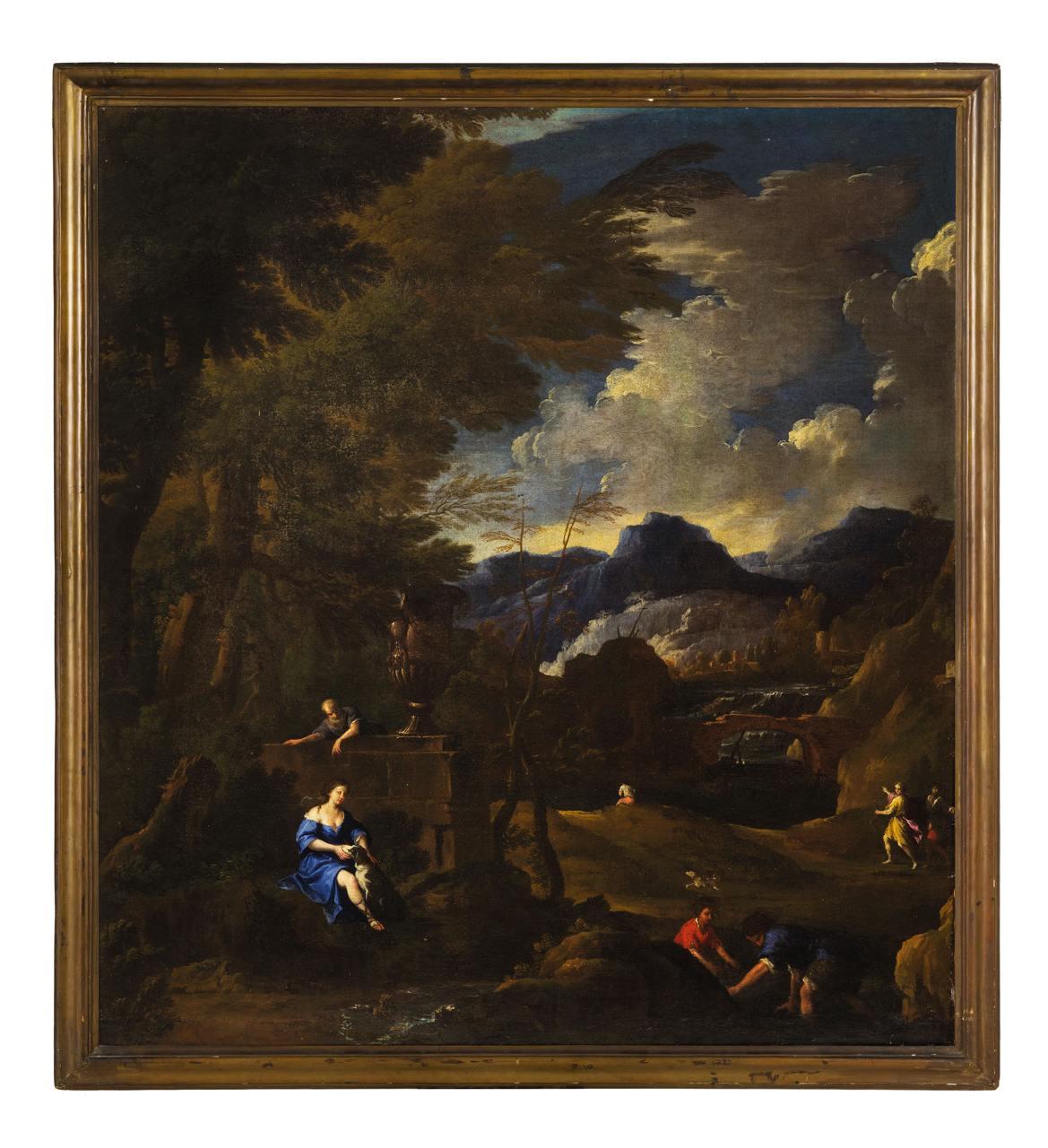 Jan Gerritsz. Stockman  Landscape Painting - "Classical Landscape with Figures"