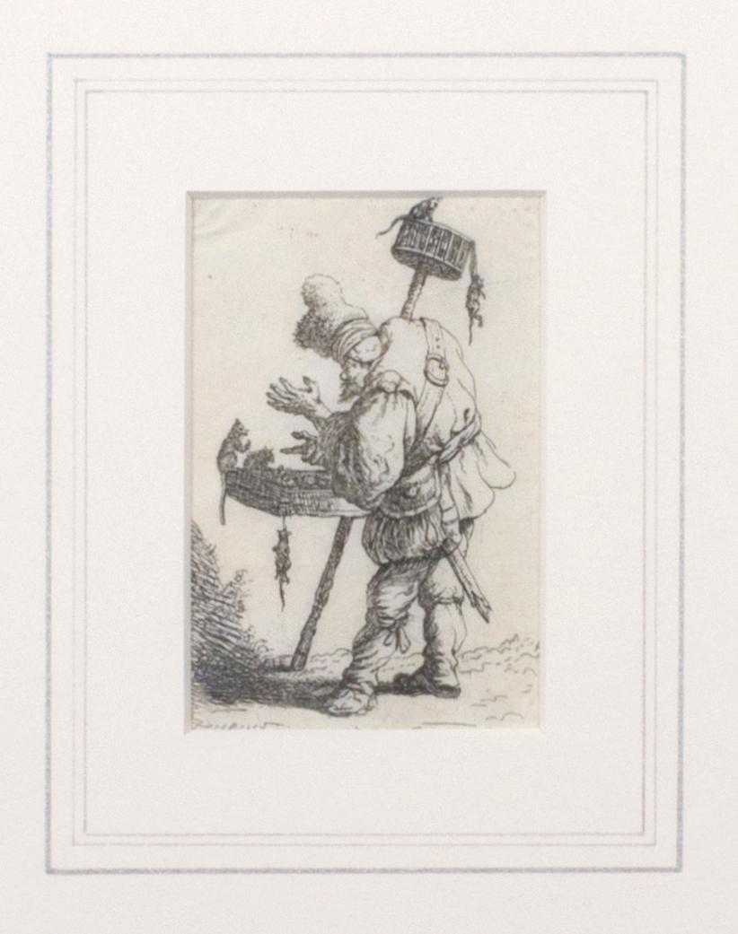 'The Rat Catcher' original etching from 'tramps and beggars' series - Print by Jan Gillisz van Vliet