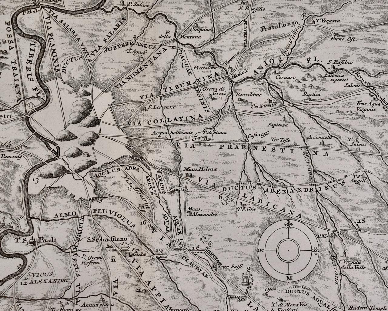 Roman Hills, Aqueducts and Roads: An Early 18th Century Map by Jan Goeree For Sale 2