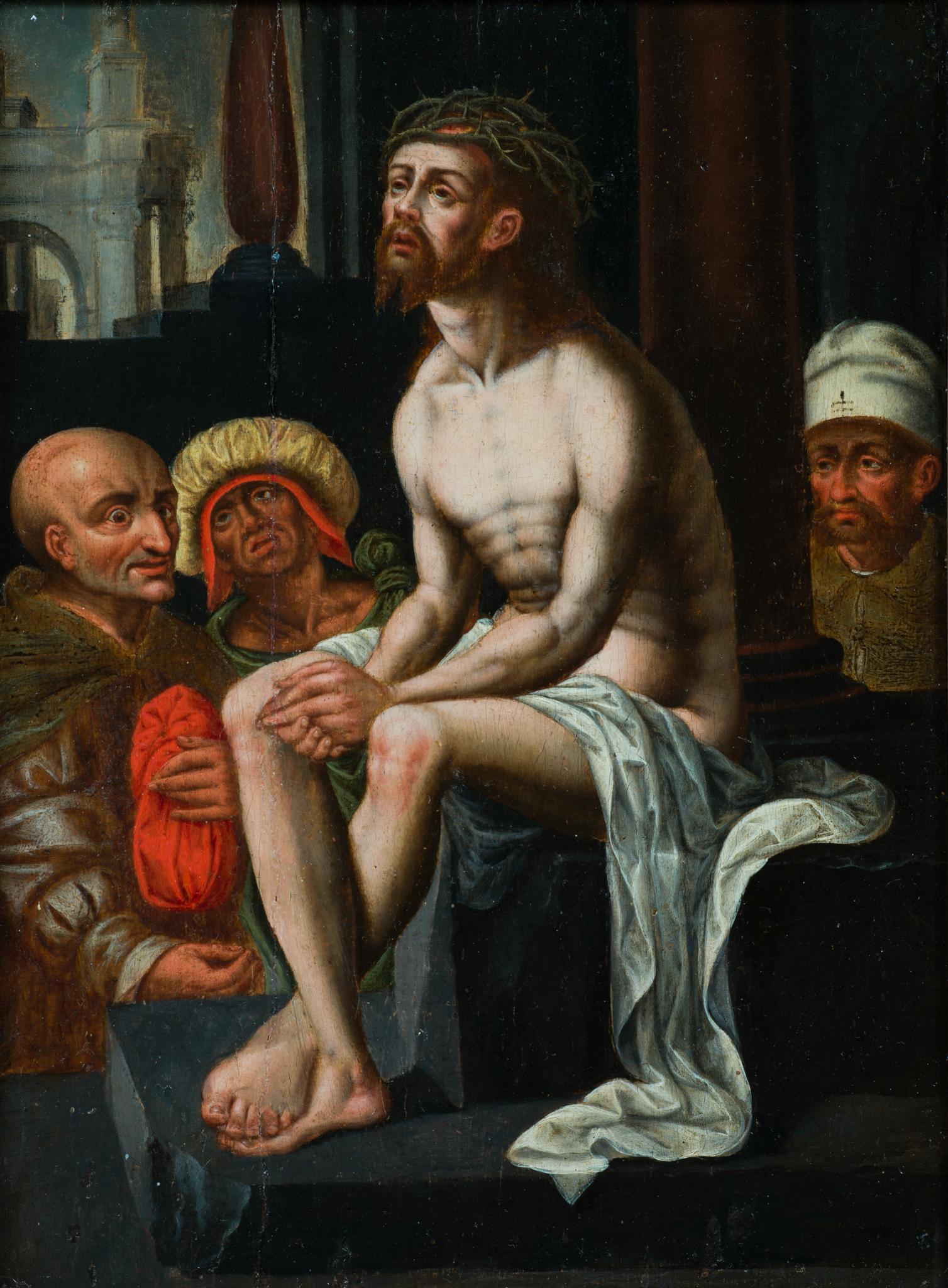 Cristo sulla pietra fredda - Dopo Jan Gossaert (Mabuse) - Painting di Jan Gossaert, called Mabuse