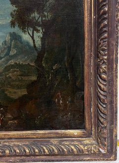 Fine 17thC Dutch Golden Old Master Oil Painting Travellers in Ancient Landscape