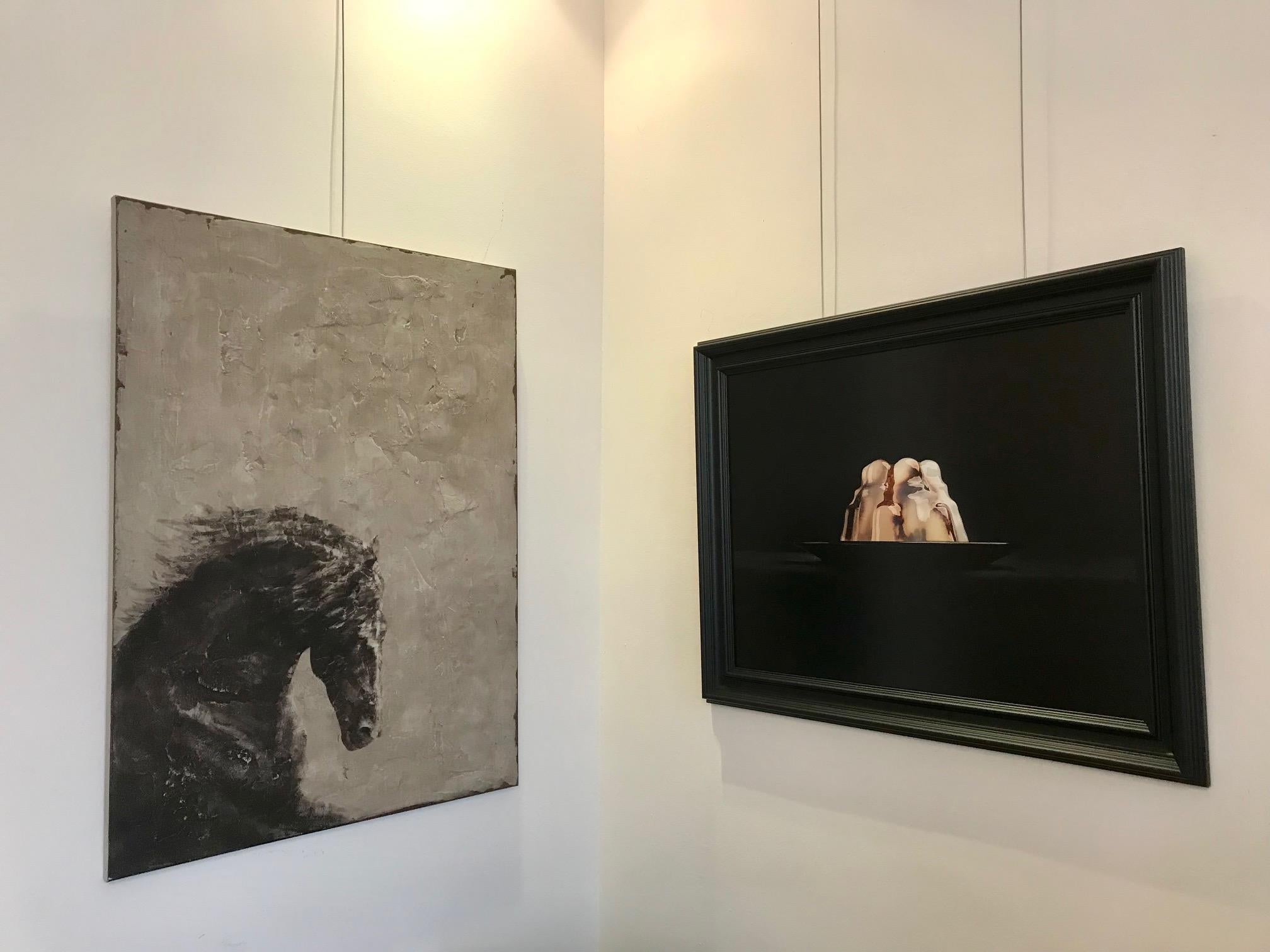 ''Black Horse' Dutch Contemporary Fresco Painting with a Horse 3