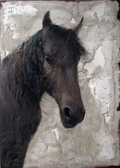 'Brown Beauty' Dutch Contemporary Fresco Painting with a Horse