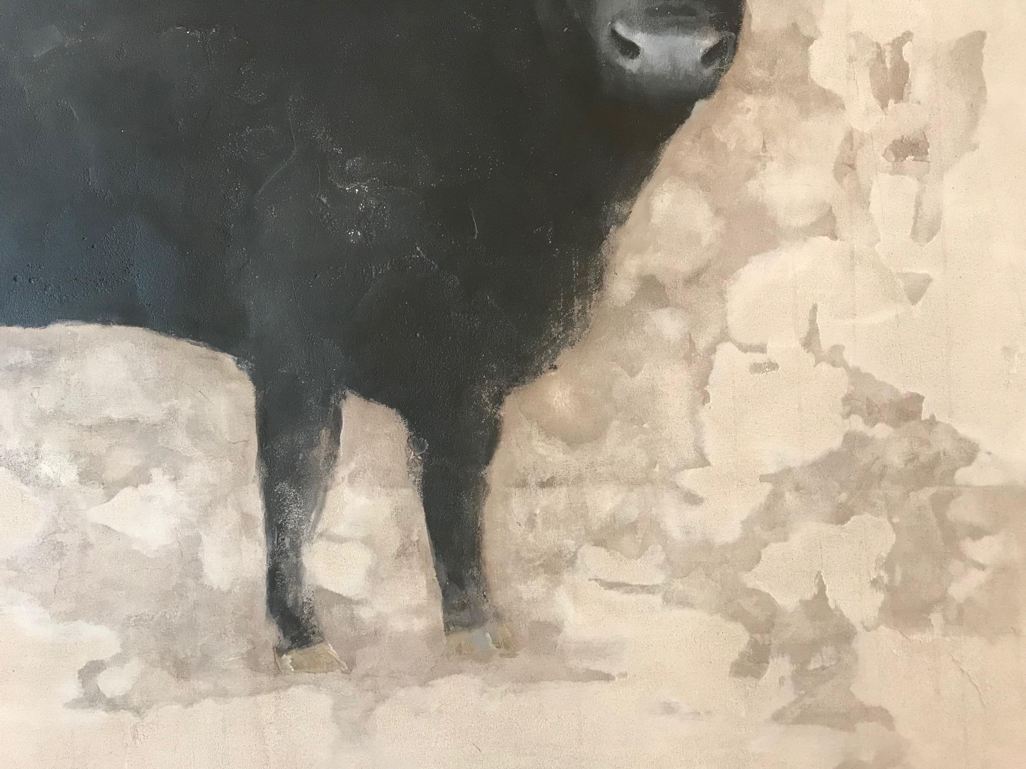 Peinture contemporaine néerlandaise Fresco avec un taureau « Bull » - Contemporain Painting par Jan Grotenbreg