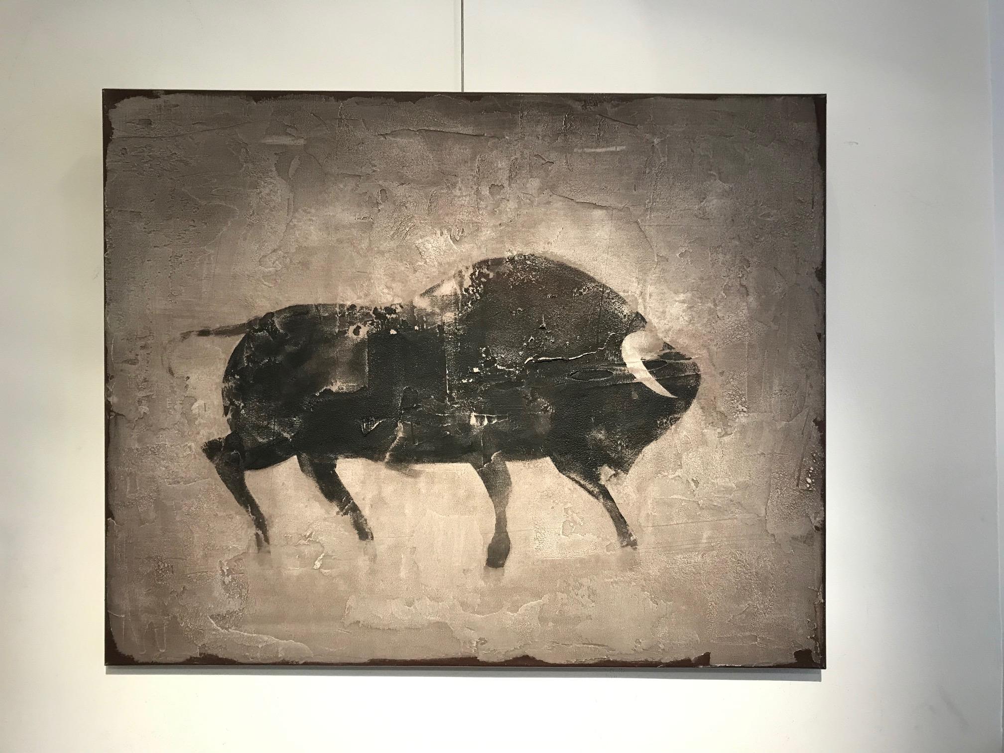 'Bull' Dutch Contemporary Fresco Painting with a Bull For Sale 1