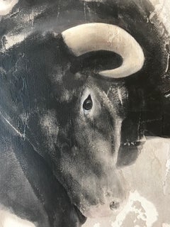 ''Bull'' Dutch Contemporary Fresco Painting with a Bull in Movement