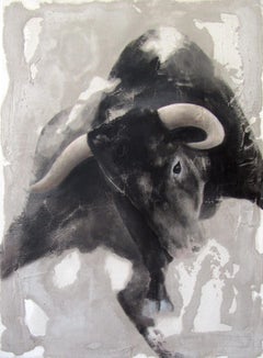 ''Bull'' Dutch Contemporary Fresco Painting with a Bull in Movement