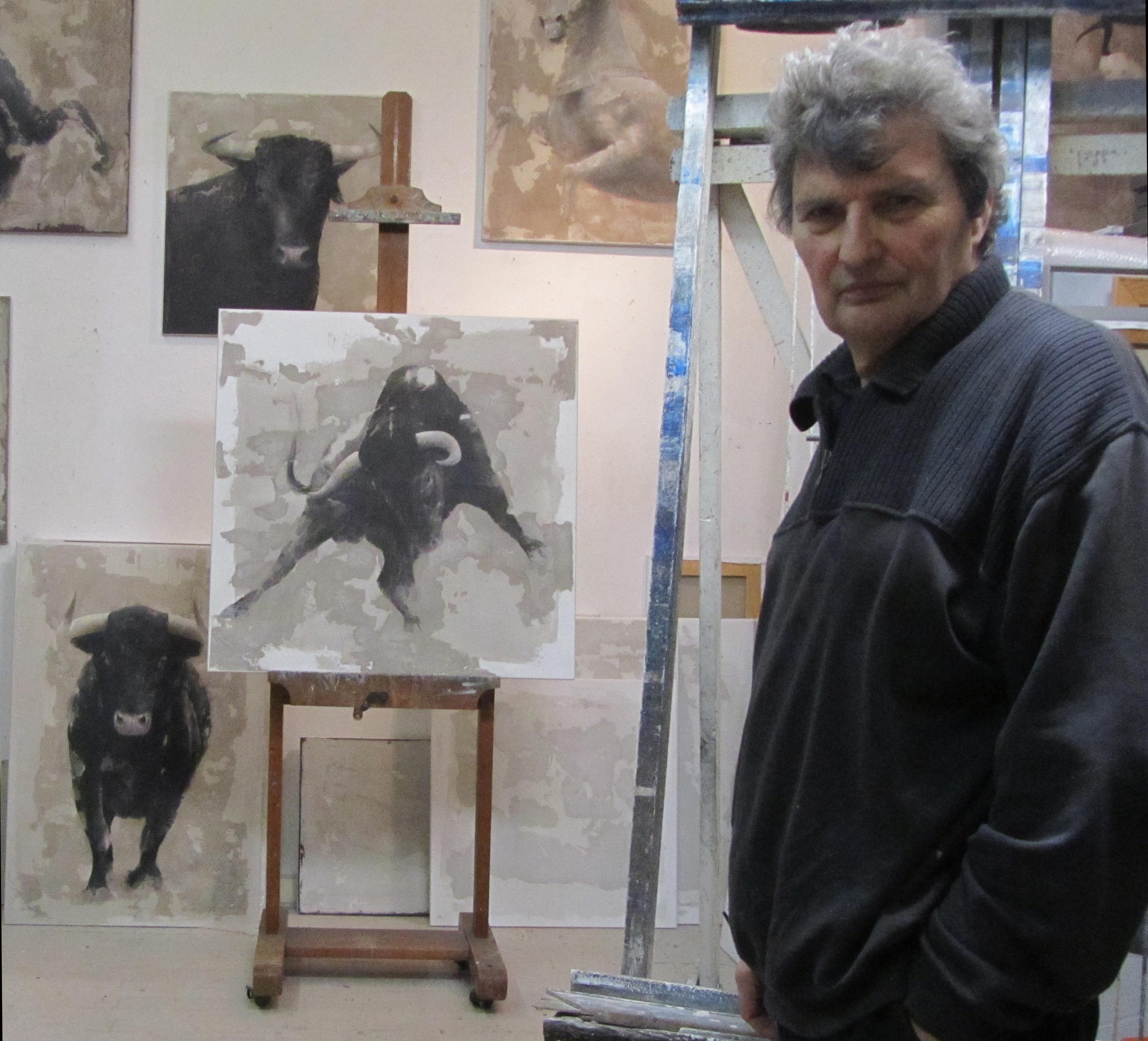 Affresco olandese contemporaneo raffigurante un ghepardo, marrone, beige e rosso in vendita 4