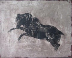 'Dark Horse' Dutch Contemporary Fresco Painting with a Horse