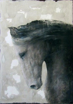 'Grey Horse' Dutch Contemporary Fresco Painting with a Horse