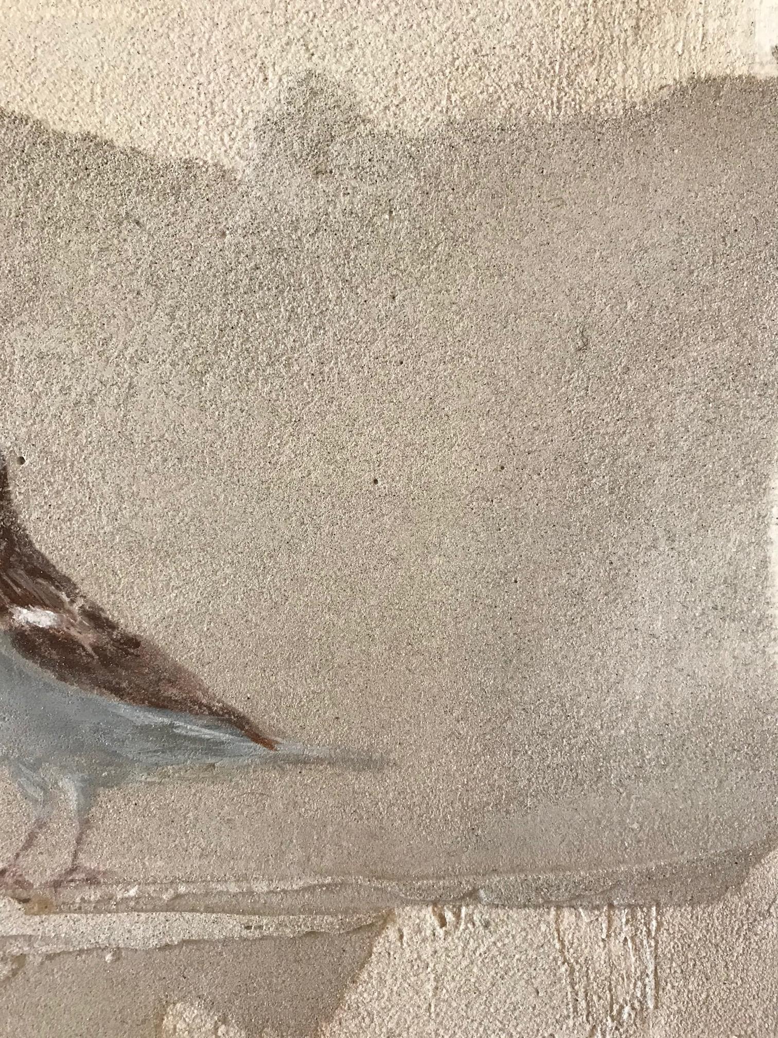 ''Sparrow'' Dutch Contemporary Fresco Painting with Sparrow, Birds - Gray Figurative Painting by Jan Grotenbreg