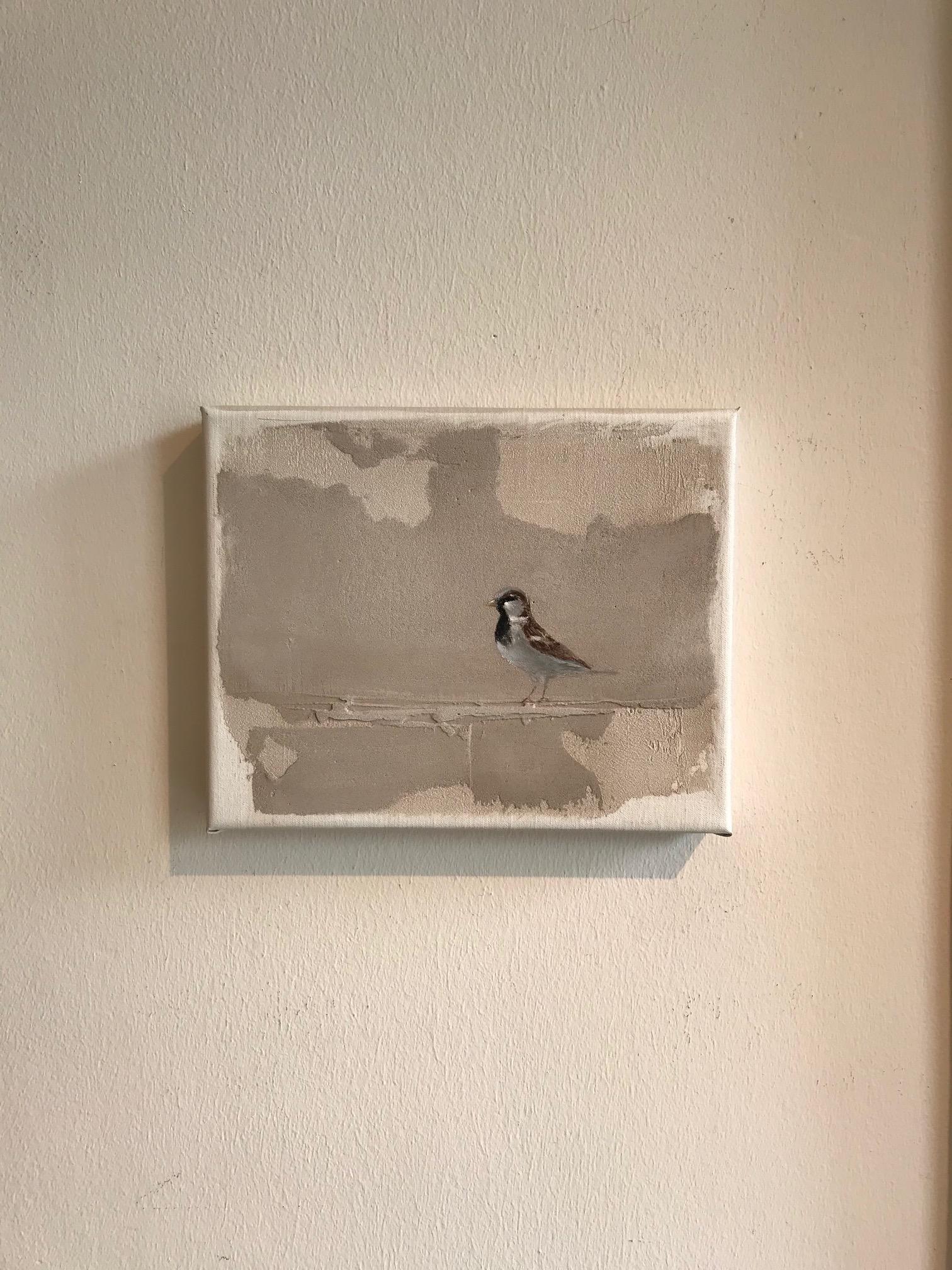 ''Sparrow'' Dutch Contemporary Fresco Painting with Sparrow, Birds 1