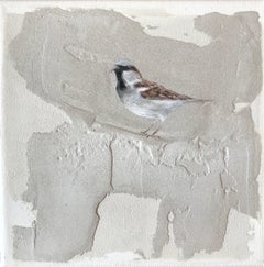 ''Sparrow'' Dutch Contemporary Fresco Painting with Sparrow, Birds
