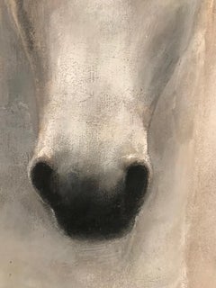 'White Horse' Dutch Contemporary Fresco Painting with a Horse