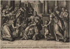 Christ Blessing the Children - 1585 Old Master Engraving Religious