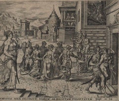 Dinah and Shechem - 1569 Old Master Engraving Religious