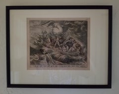 Antique Miracle of Christ on the Sea - Framed Old Master 1574 / 1585 Engraving Religious