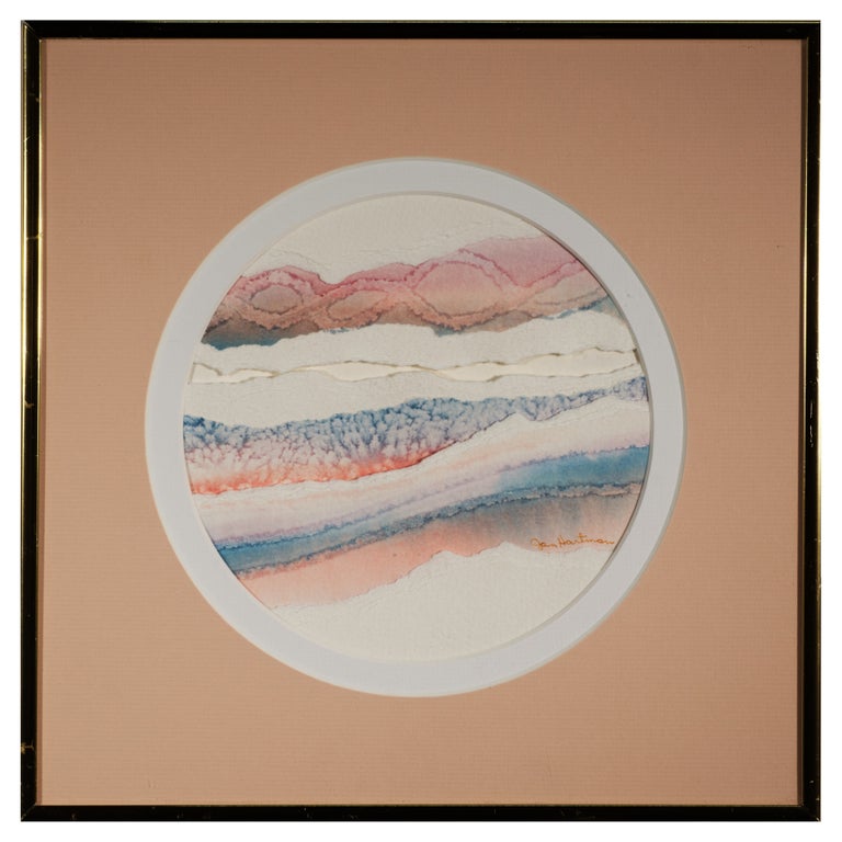 Jan Hartman Abstract Watercolor Collage, Framed Original Artwork