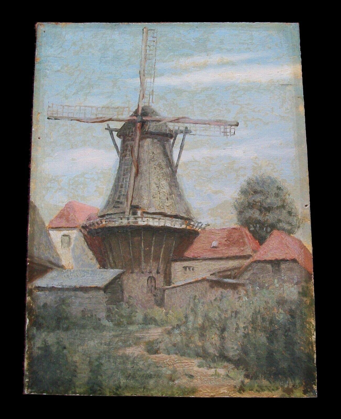 20th Century Jan Hendrik Eversen, 'Molen Te Ede', Oil Painting on Panel, Holland, C. 1946 For Sale