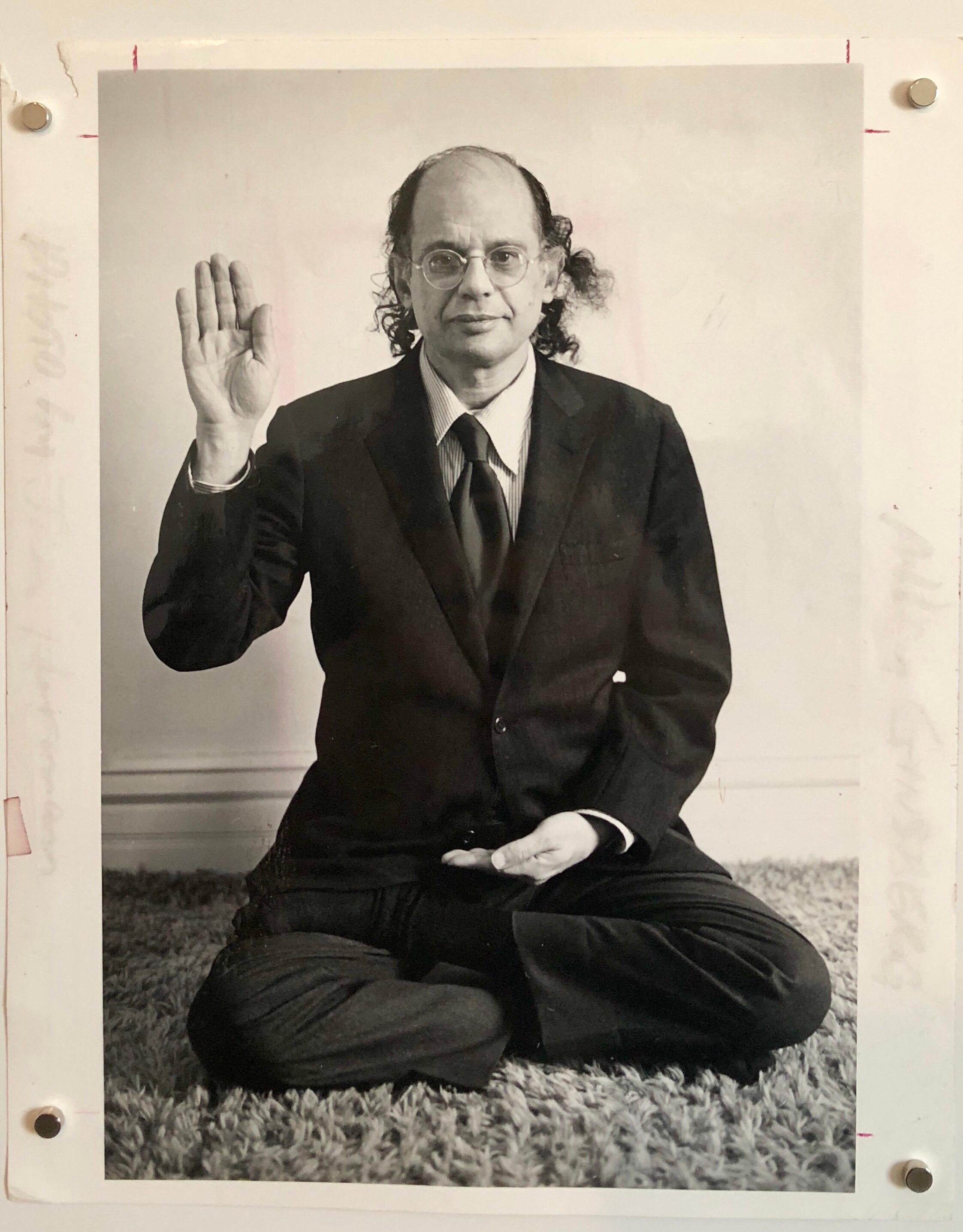 Original Vintage Silver Gelatin Photograph of Poet Allen Ginsberg in Yoga Pose For Sale 1