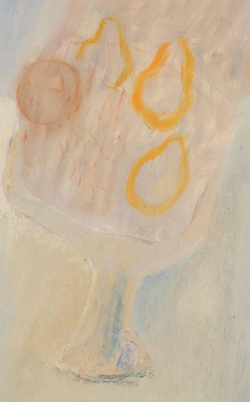 Jan Hoogsteyns (b. 1935) - Belgian 1972 Oil, Modernist Still Life with Pears 2