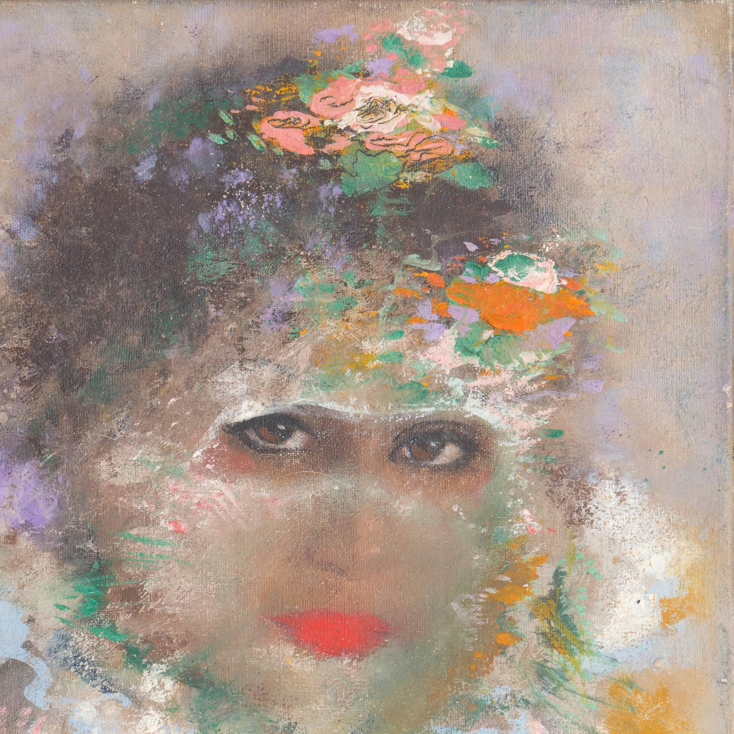'Young Woman', Grande Chaumière, Hague Academy of Fine Arts, Brooklyn Museum - Beige Figurative Painting by Jan Hoowij