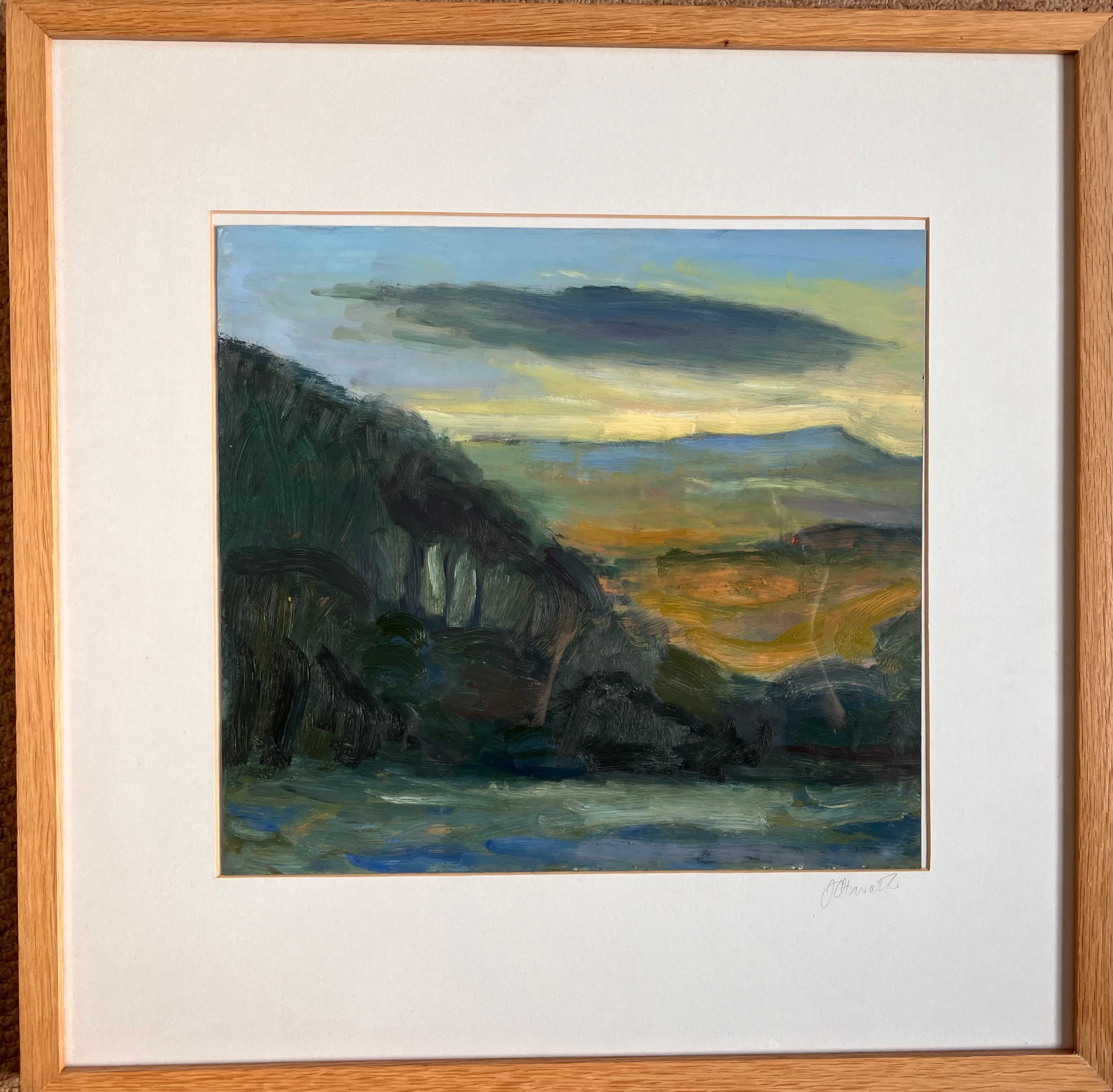 Landscape Painting Jan Howarth Jones - « Dusk, BulBarrow, Dorset »  Peinture à l'huile originale, signée  c2004. 